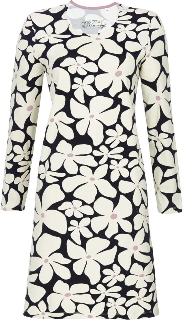 Nachtblauw nachthemd bloemen Ringella