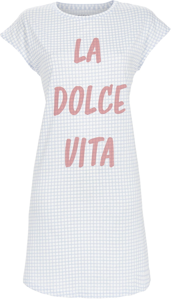 Blauw nachthemd speelse stippen