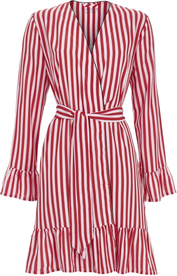 Roze rood gestreepte badjas