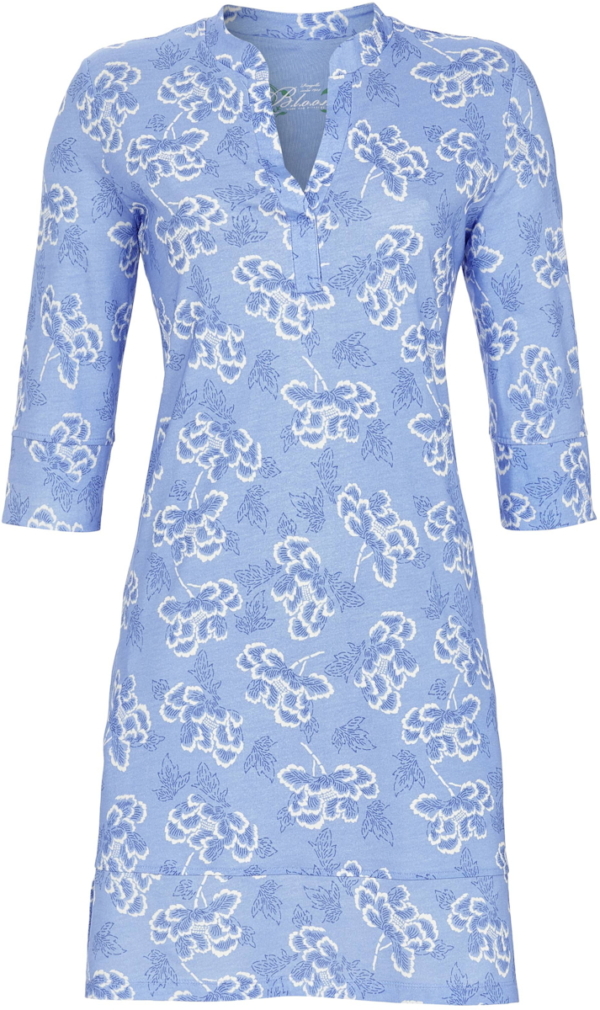Gebloemd Ringella nachthemd blauw