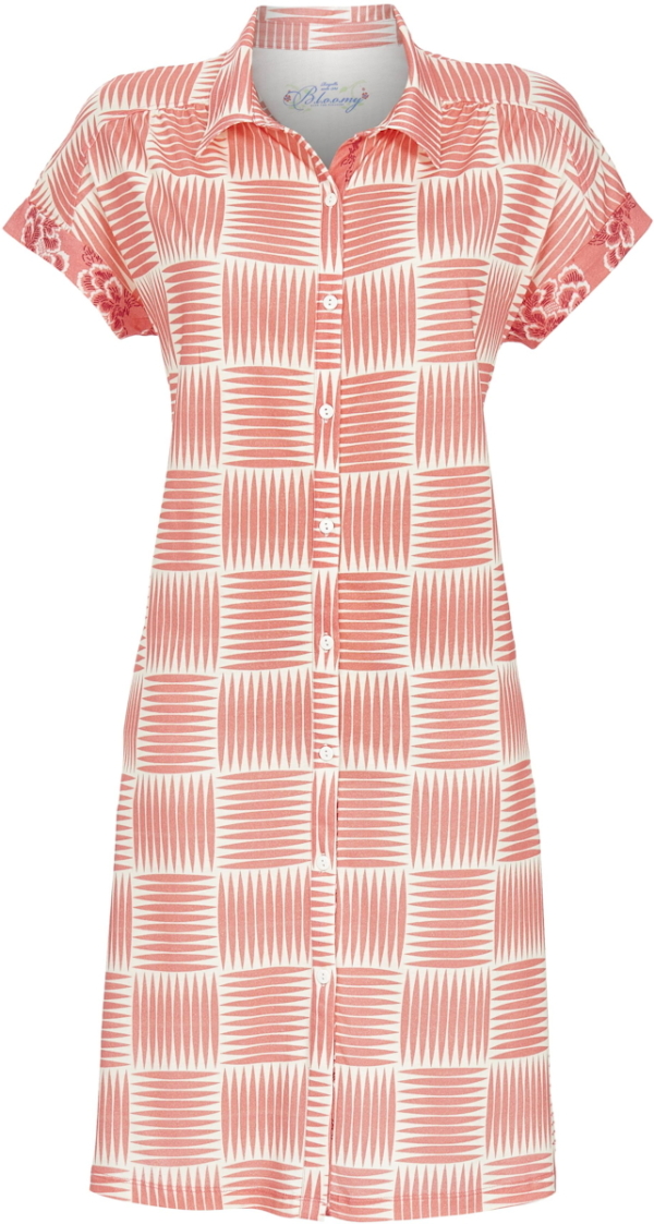 Rood doorknoopnachthemd strepen Ringella