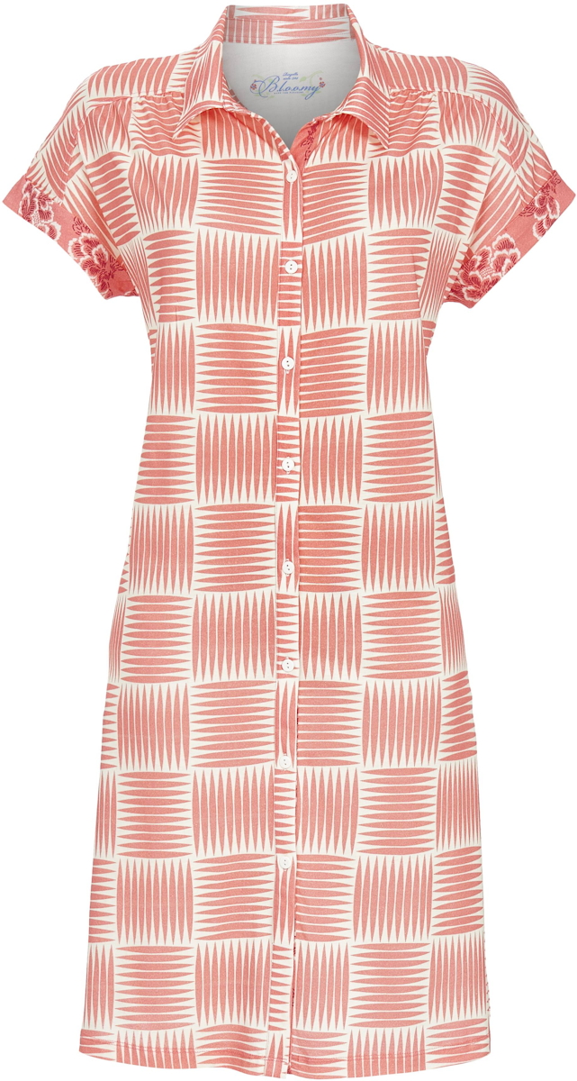 Rood doorknoopnachthemd strepen Ringella