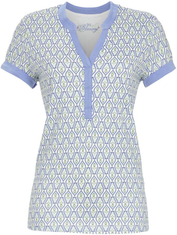 Grafisch patroon pyjamashirt blauw