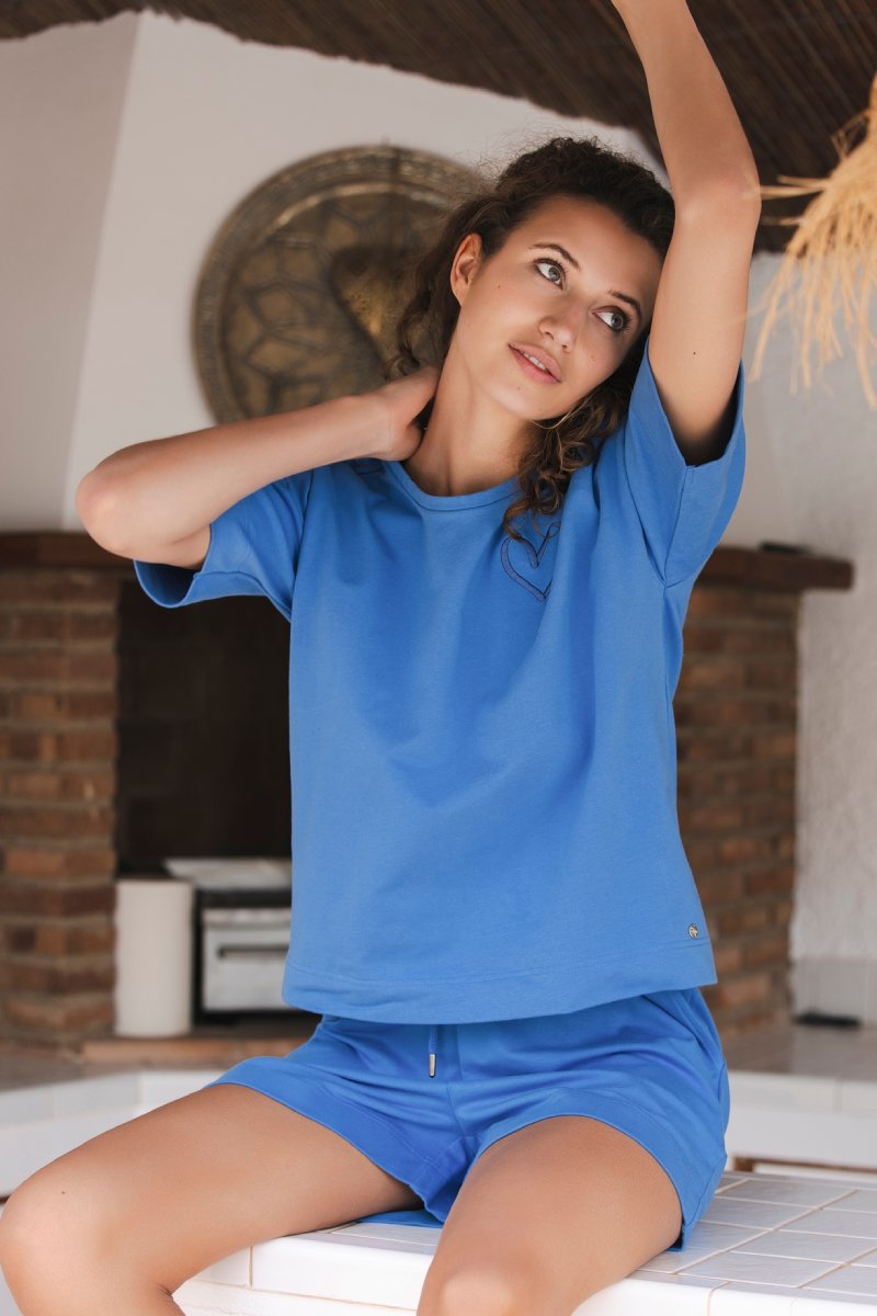 Badstoffen shortama ultramarijn Rebelle