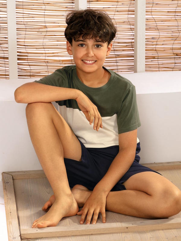 Jongens shortama brede strepen