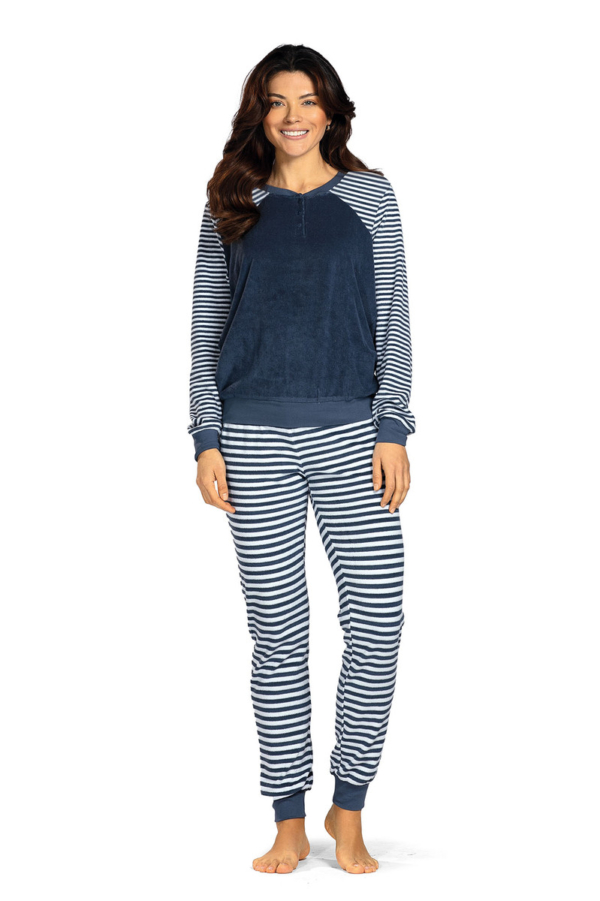 Blauwe badstoffen pyjama Comtessa
