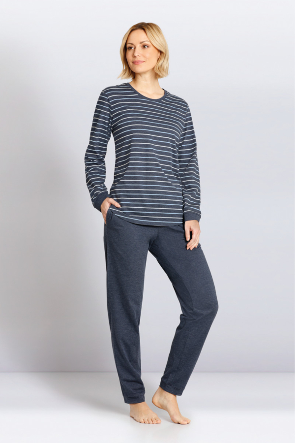 Hajo dames pyjama blauw met strepen