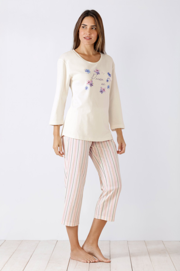 Gebroken wit dames pyjama Hajo