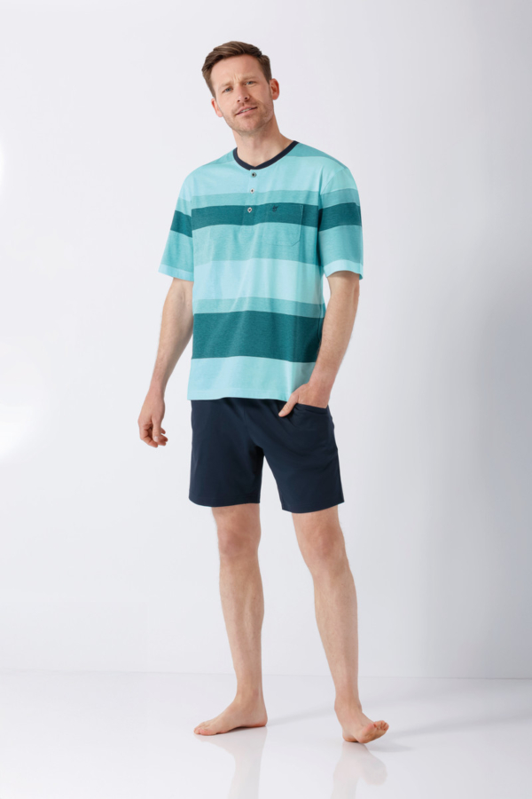 Hajo heren shortama turquoise strepen