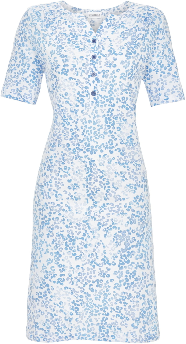 Katoenen nachthemd blauw panterprint