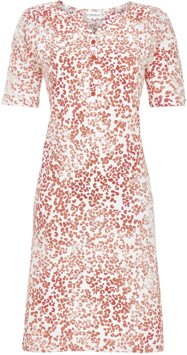 Katoenen nachthemd rood panterprint