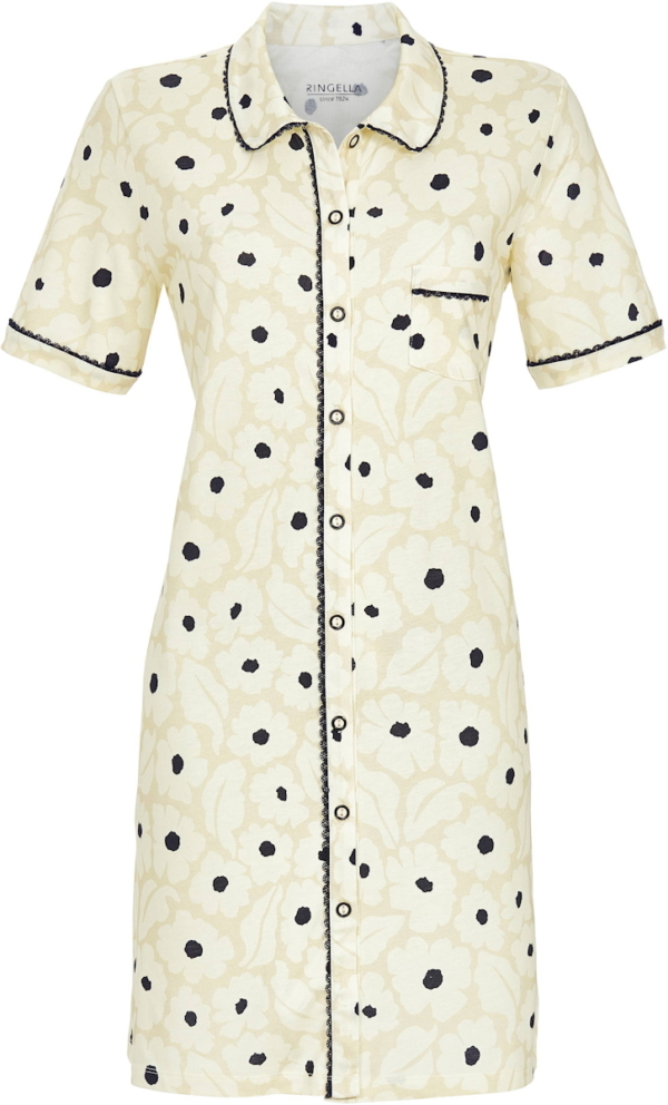 Gebloemd doorknoopnachthemd Ringella