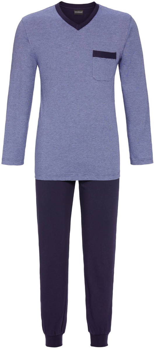 Blauwe heren pyjama katoen